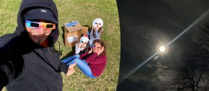 Eclipse April 2024 in the yard with the family